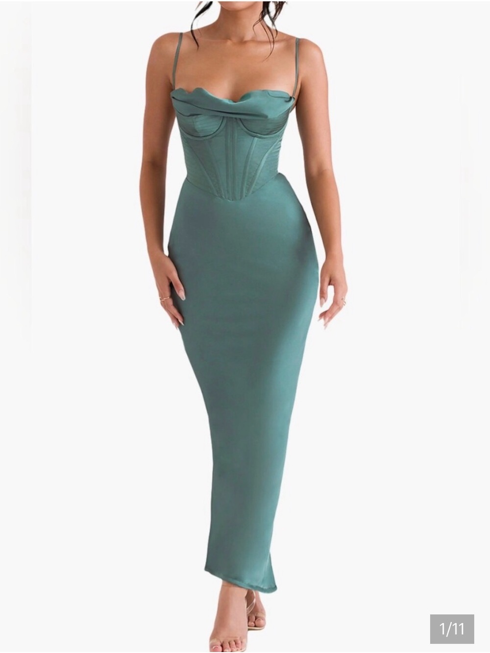 House of CB Teal Sculpted Corset Maxi Dress
